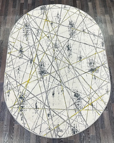 Ковер турецкий 0727A FAME овальный (Полиэстер, серый)