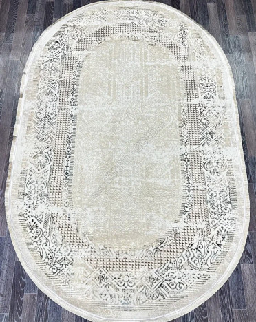 Ковер турецкий L178B FESTIVAL (Полиэстер, бежевый) овальный