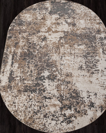 Ковер турецкий M028A SIESTA (PP Heatset Высокоплотный, бежевый, серый) овальный