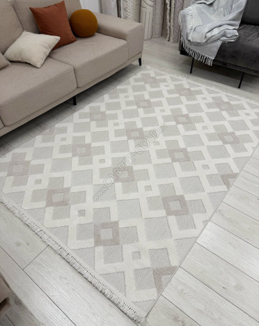 Ковер турецкий EN-261 Поло (Полиэстер, бежевый, кремовый)