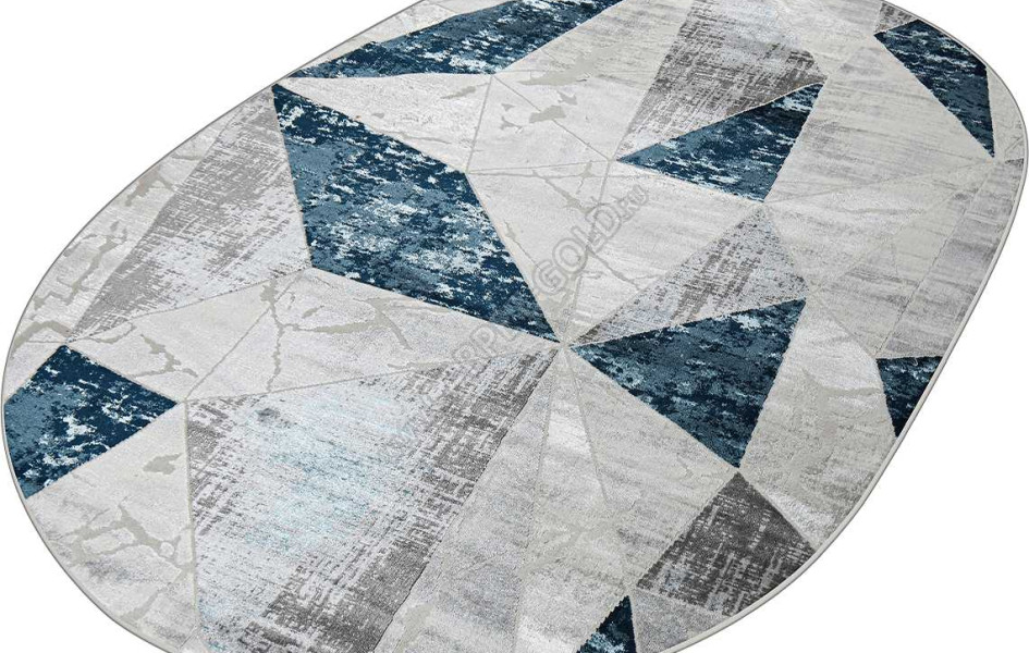 Геометрический абстрактный ковер 37515A OVAL BLUE FLS / L.GREY Kleopatra