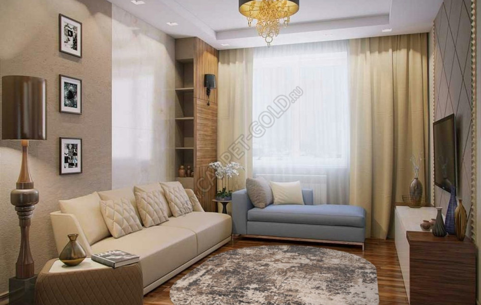 Ковер M028A - CREAM / GRAY - Овал - коллекция SIESTA